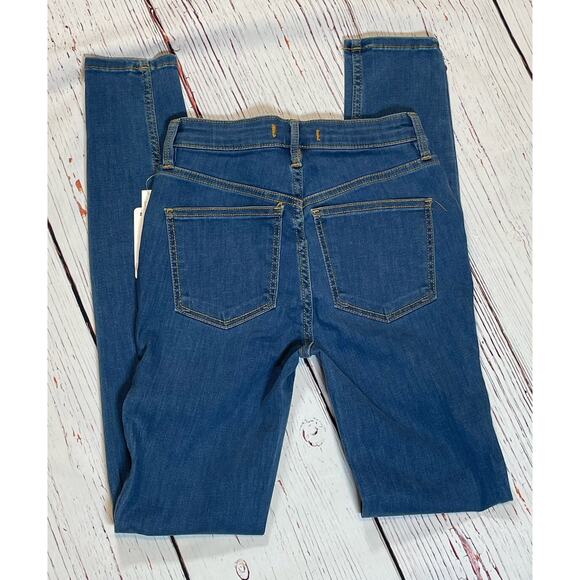 Free People Jeans Womens 25R Distressed Blue Skinny Stretch Mid Rise New W Tags! - Picture 3 of 10